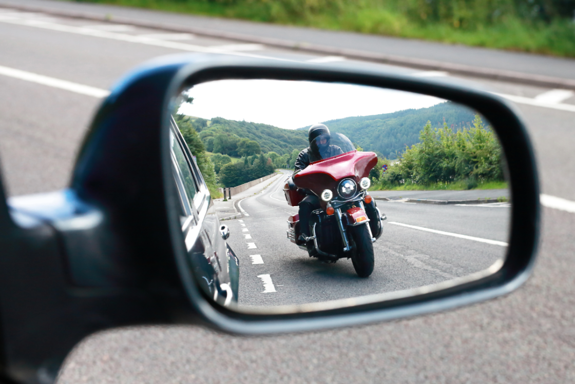 Motorcycle in mirror
